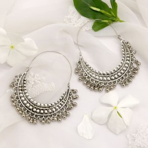 AAMOD SILVER OXIDIZED EARRINGS