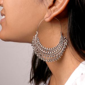 AAMOD SILVER OXIDIZED EARRINGS